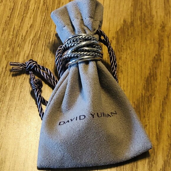 David Yurman Wide Cross Over Sterling Silver Cable Band Ring Size 5 w/Pouch Mint - Picture 9 of 13